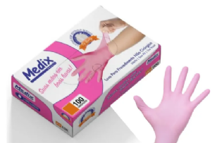 LUVA NITRILICA MEDIX ROSA MED C/100