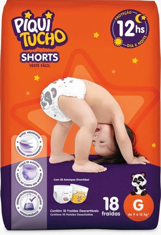 Fralda Shorts Piquitucho Jumbinho | Tamanho G