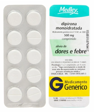 Dipirona Sódica 500mg | Embalagem com 10 Comprimidos