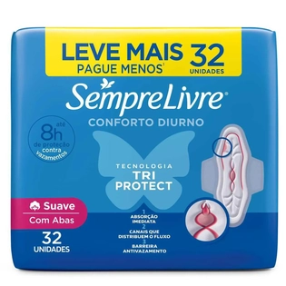 Absorvente SL Adapt Plus Suave com Abas | 32 Unidades Leve + Pague