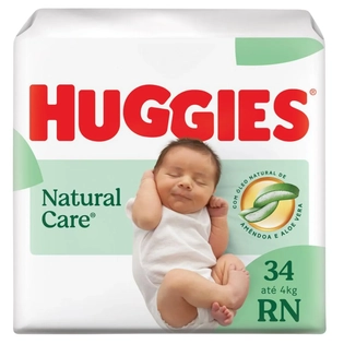 FRALDA HUGGIES NATURAL CARE MEGA RN | 34 UNIDADES