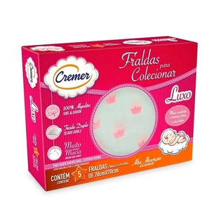 Fralda de Tecido Cremer Luxo Estampada Feminina | Pacote com 5 Unidades