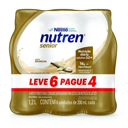 KIT NUTREN SENIOR | Bebida Nutricional Baunilha 200ml - Pacote com 6 Unidades