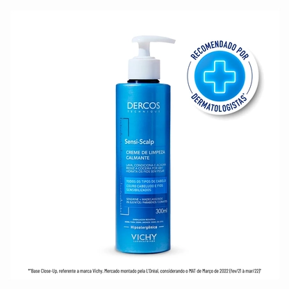 VICHY DERCOS CREME SENSI-SCALP 300ML | Limpeza Suave para Couro Cabeludo