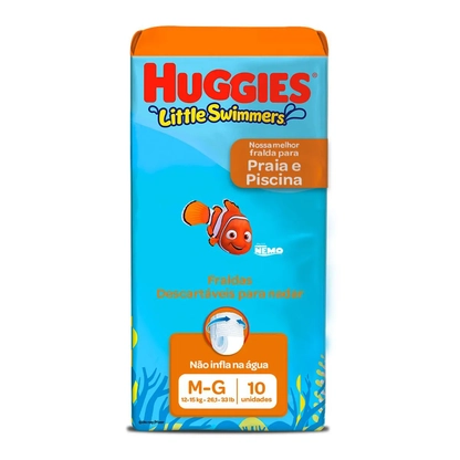 FRALDA HUGGIES LITTLE SWIMMERS M/G | PACOTE COM 10 UNIDADES (PISCINA) 12 A 15 KG