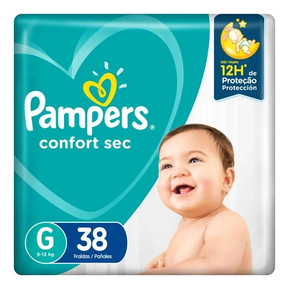 FRALDA PAMPERS CONFORT SEC G | PACOTE COM 38 UNIDADES