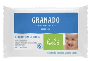 GRANADO BEBE LENÇO PARA PELE SENSÍVEL | 50 UNIDADES