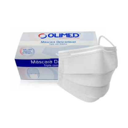 OLIMED MASCARA DESC. TRIPLA C/ ELASTICO BRANCA C/50