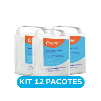LENÇO PARA BANHO CREMER | 30 UNIDADES KIT 12 UNIDADES