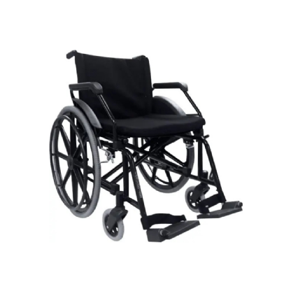 CADEIRA DE RODAS POTY PRETA 120KG  RODAS 24 INJ ANTIFURO CINZA