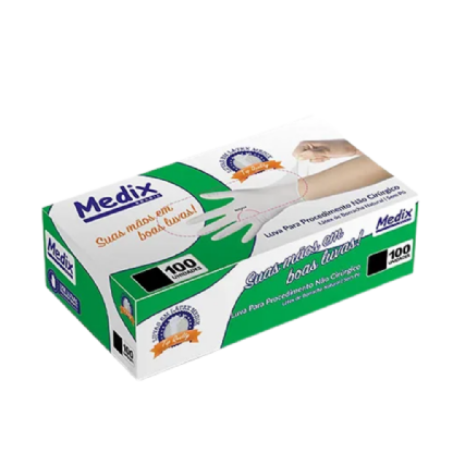 LUVA DE PROCED LATEX S/TALCO P CX C/100 UN (MEDIX)