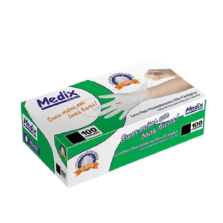 LUVA DE PROCED LATEX S/TALCO P CX C/100 UN (MEDIX)