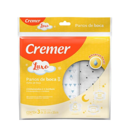 Pano Boca Neutro 35x35cm | Cremer - Pacote com 3 Unidades