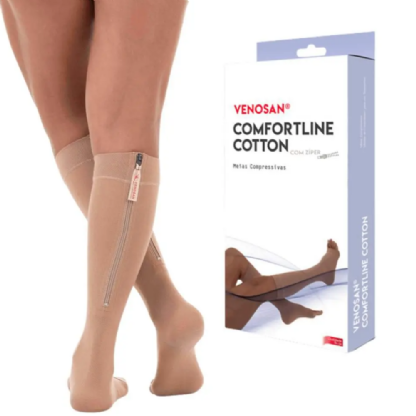 MEIA 3/4  CONF. COTTON C/ ZIPER 20-30  P CURTA S/PONT BEGE BR71001Z