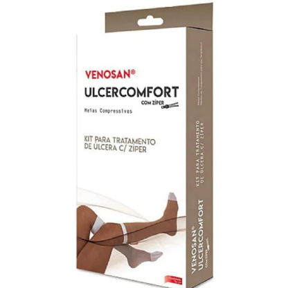 VENOSAN ULCER COMFORT 30/45MMHG AD ZIPER G CURTA BEGE/BRANCO BR65003