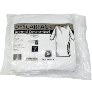 AVENTAL MANGA LONGA BRANCO C/ ELASTICO C/ 10 UN GR25