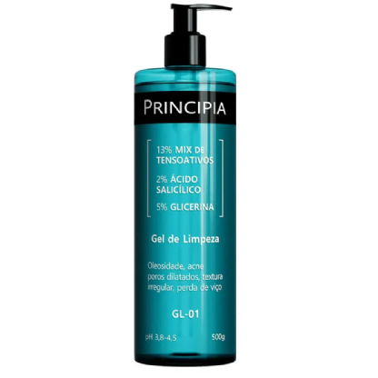 PRINCIPIA GEL LIMPEZA 13% TENSOATIVOS +  2% ACIDO SALICILICO + 5% GLICERINA SKINCARE  GL-01  500ML
