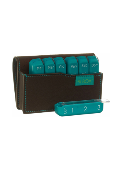 PORTA COMPRIMIDOS SEMANAL MINI V3 CHOCOLATE COM BOTAO PRESSAO UNID