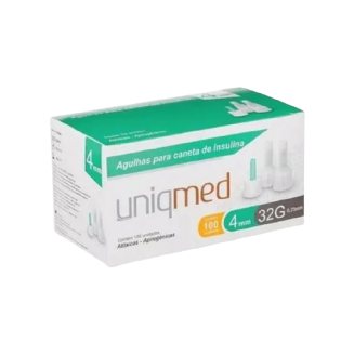 AGULHA CANETA INSULINA UNIQMED 4MM 32G CX 100 UN
