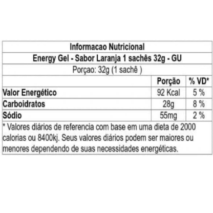 GU ENERGY GEL LARANJA SACHE 32 GR