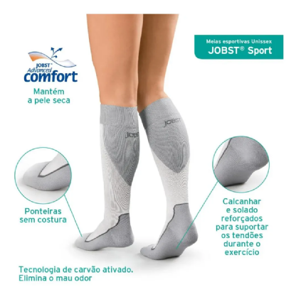 MEIA  TAM. G JOBST SPORT 3/4 PANT. 15-20 PE FECHADO PRETA/CINZA