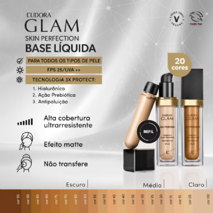 EUDORA GLAM BASE LIQ SKIN PERFECTION COR 50 30ML