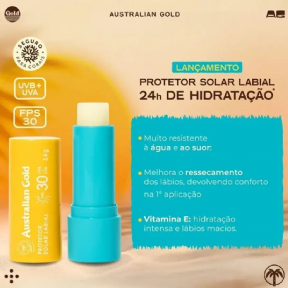 AUSTRALIAN GOLD PROTETOR SOLAR LABIAL FPS 30 3,4G