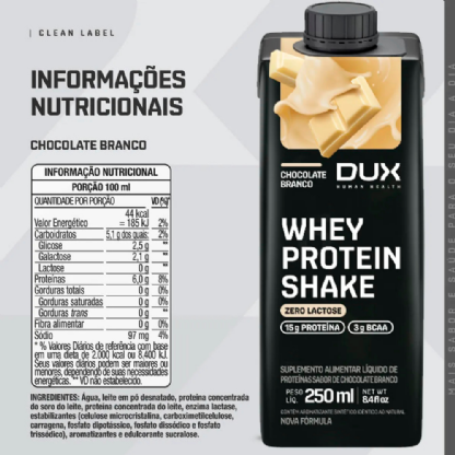 DUX WHEY PROTEIN SHAKE CHOCOLATE BRANCO 250ML