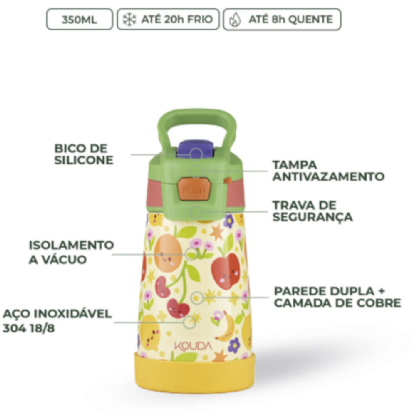KOUDA GARRAFA AMARELA FRUTINHAS 350ML
